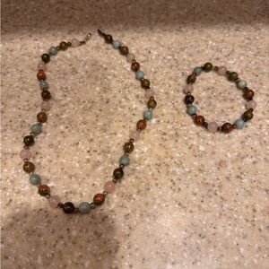 Vintage Gemstone Necklace and Bracelet New